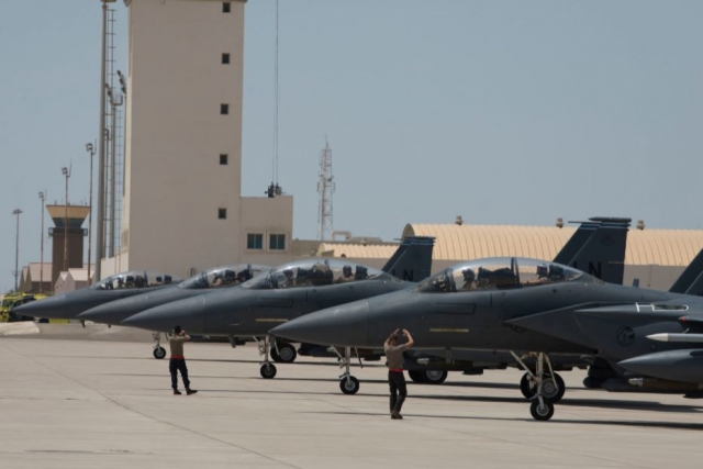 Modified U.S. F-15E Jets Transport 2X JDAM Munitions to U.A.E. Base