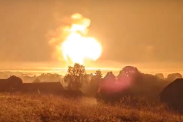 Explosions After Ukrainian Drones Hit Ammo Warehouse in Russia's Tver Region