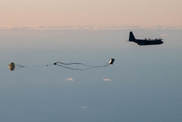 C-130J Transporter Drops Cruise Missile from Cargo Bay in U.S.A.F. Test