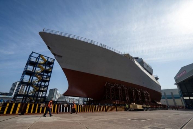 Britain's First Type 26 Frigate Bow Rolled out of Shipyard’s Build Hall