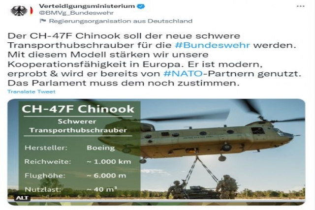 Germany Picks Chinook as its New Heavy-Lift Helicopter