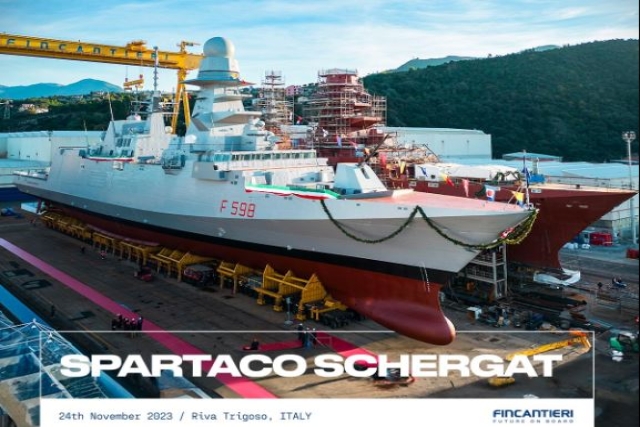 Fincantieri Launches 9th Multipurpose Italo-French FREMM Frigate 