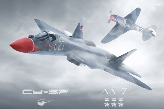 Russian Su-57 Shown in Livery of WWII Era La-7 Combat Aircraft