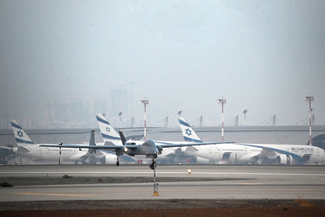 Israeli Heron First to Operate at Civilian Airport alongside Commercial Jets