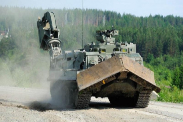 Russian Forces using UBIM Combat Engineering Vehicle to Clear Obstacles in Ukraine
