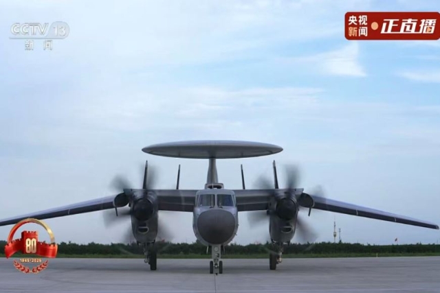 China's Carrier-Borne KJ-600 Early Warning Aircraft, J-35 Stealth Jet Shown at Military Parade
