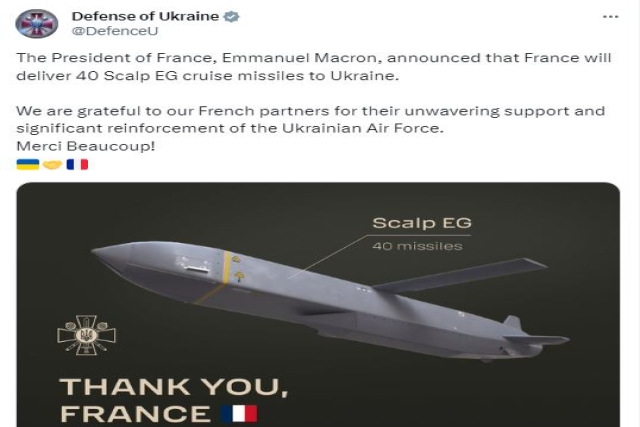 Ukraine to Receive 40 SCALP Missiles, Hundreds of Bombs from France