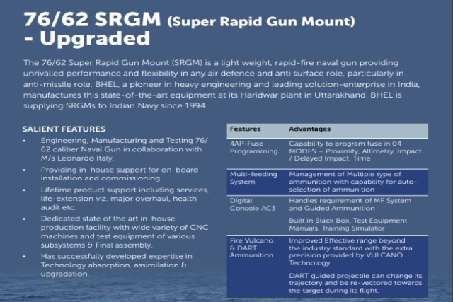 India Procures BHEL’s Upgraded Super Rapid Naval Gun Systems for Navy