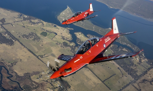 Australia's Air Force Chief Pilots First Flight OF Pilatus PC-21 Training System