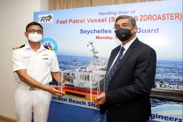India’s GRSE Delivers Fast Patrol Vessel to Seychelles 