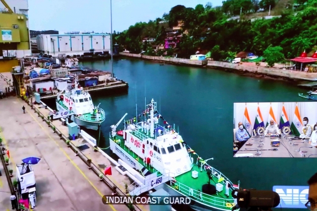 India Commissions Coast Guard Ship, Interceptor Boats 