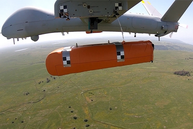 Hermes 900 Maritime Patrol Drone Now Equipped with Inflatable Life- Raft for SAR