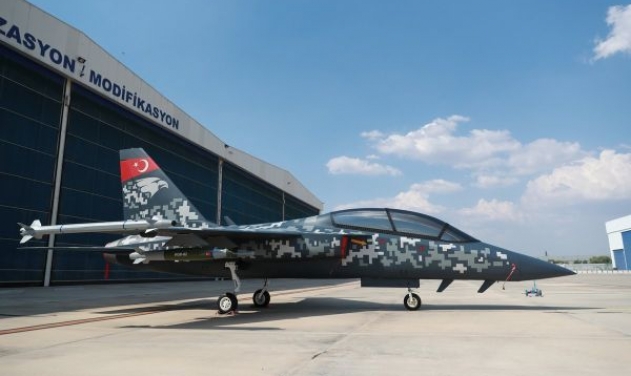 Turkish Aerospace Industries Exhibits Hurjet Light Attack Trainer Mock-up At Farnborough