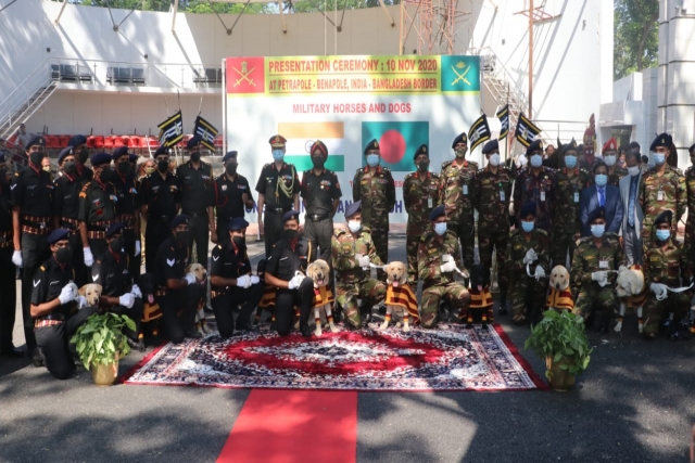 India Gifts Trained Military Horses, Mine Detection Dogs to Bangladesh