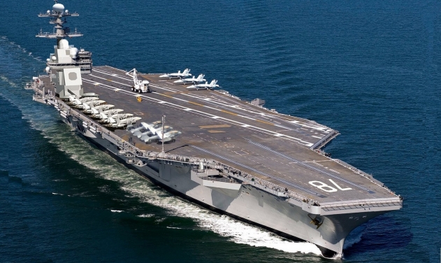 New US Navy Gerald Ford Aircraft Carrier Conducts First Flight 