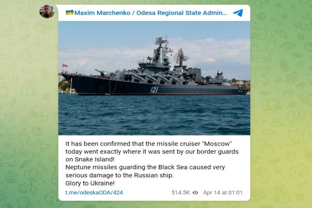 Ukrainian Missile Hits Russian Missile Cruiser, ‘Moskva,’ Ammunition Explodes 